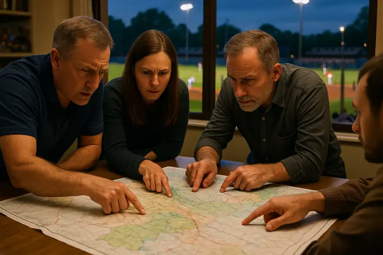 Families gathered near a youth baseball diamond in a Texas community