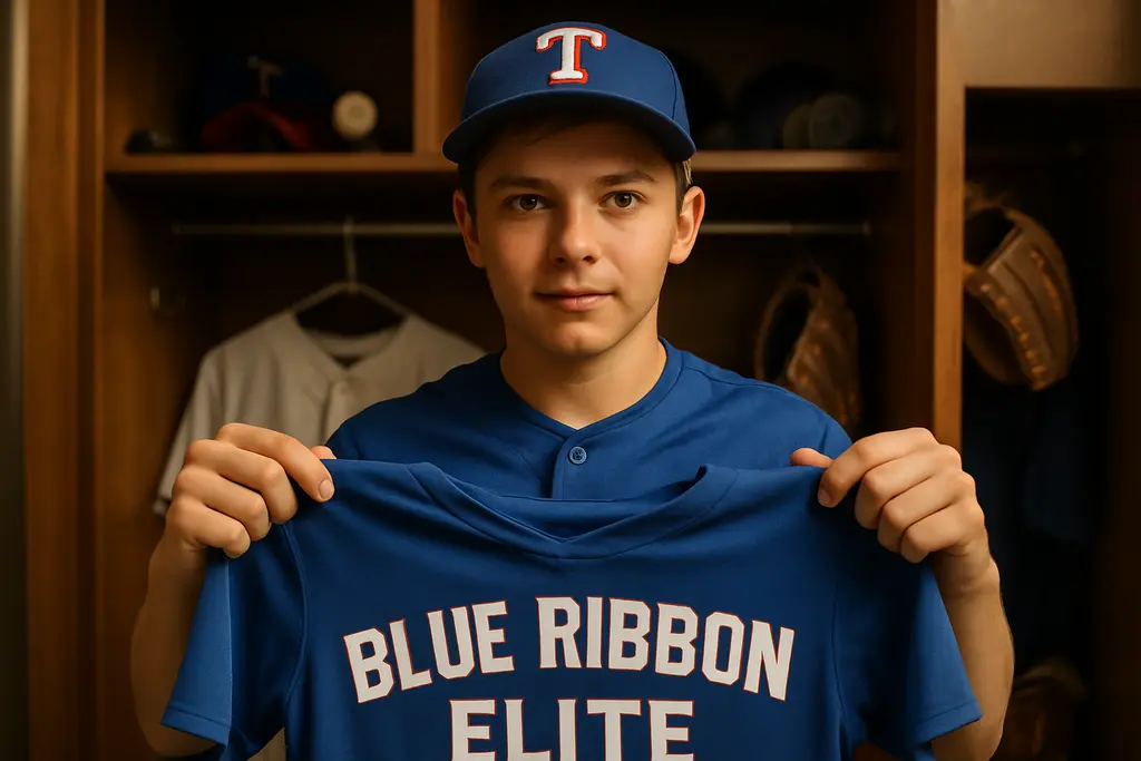 Blue Ribbon Elite Texas baseball players at a college ballpark during practice