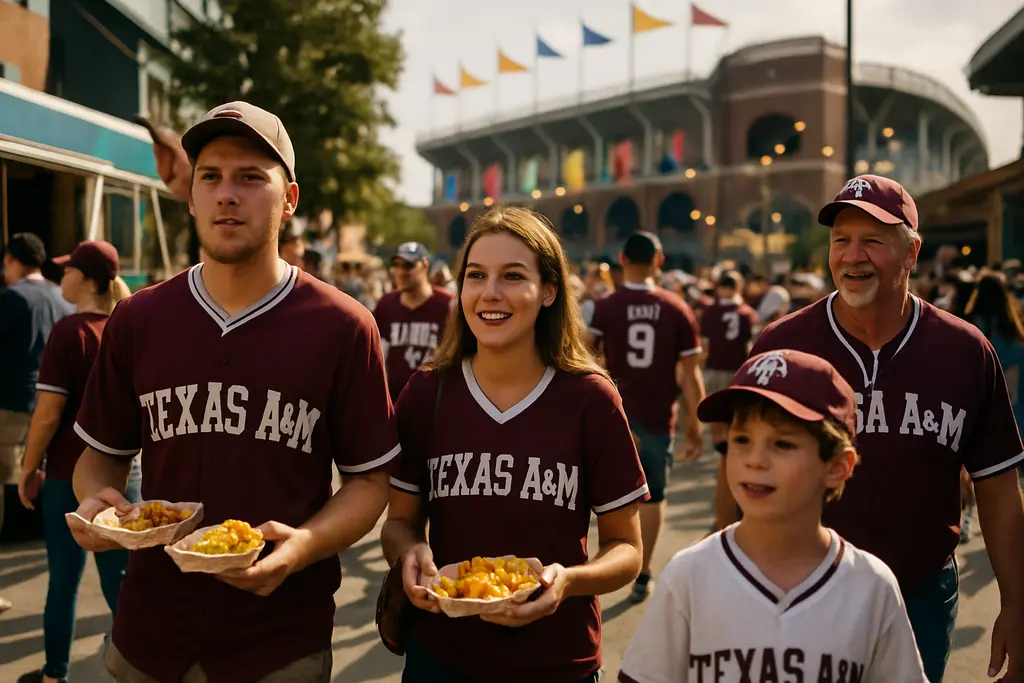 Games of Texas Impact scene with families arriving near a Texas sports complex